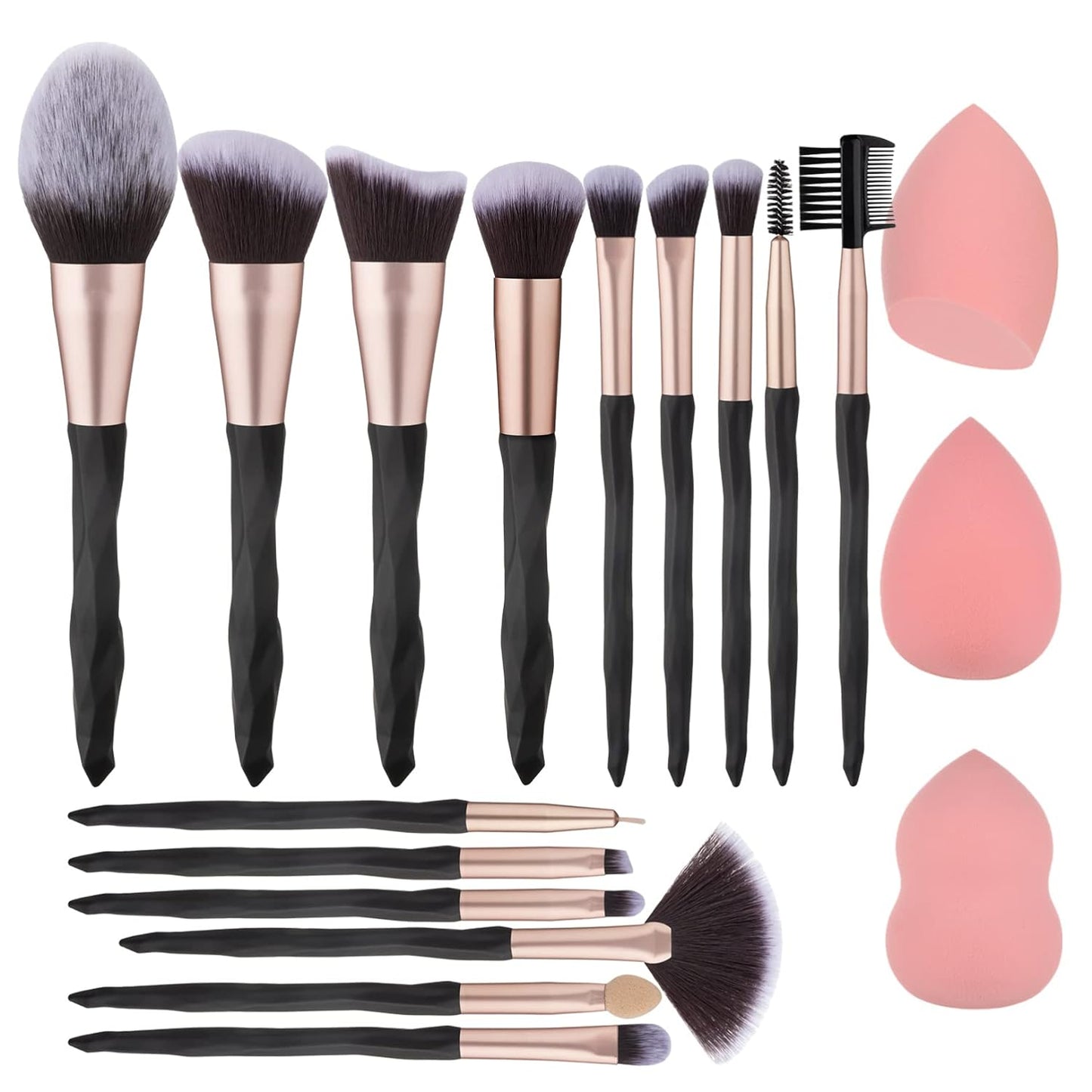 Pink Blue Gradient Makeup Brushes and Makeup Sponges Set Makeup Brushes Set Natural Synthetic Eye Shadow Foundation Make-Up Brush Set Professional Makeup Brush and Tool Accessories………