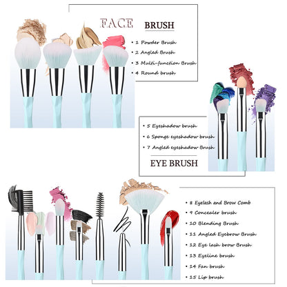 Pink Blue Gradient Makeup Brushes and Makeup Sponges Set Makeup Brushes Set Natural Synthetic Eye Shadow Foundation Make-Up Brush Set Professional Makeup Brush and Tool Accessories………