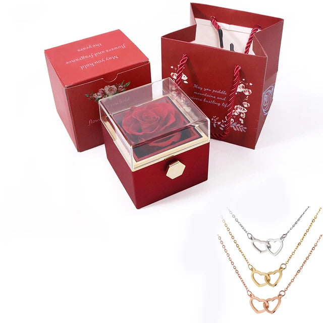 HerCare-Eternal Rose Box with Heart Necklace