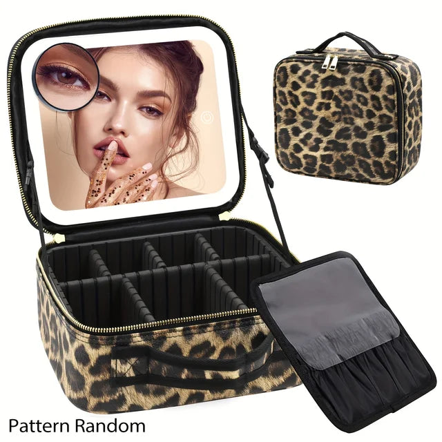 Travel Makeup Bag Mirror of LED with Detachable 10x Magnifying Mirror