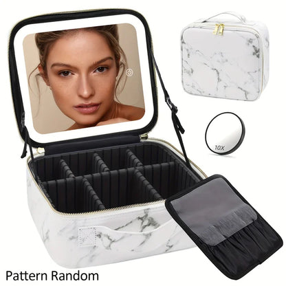 Travel Makeup Bag Mirror of LED with Detachable 10x Magnifying Mirror