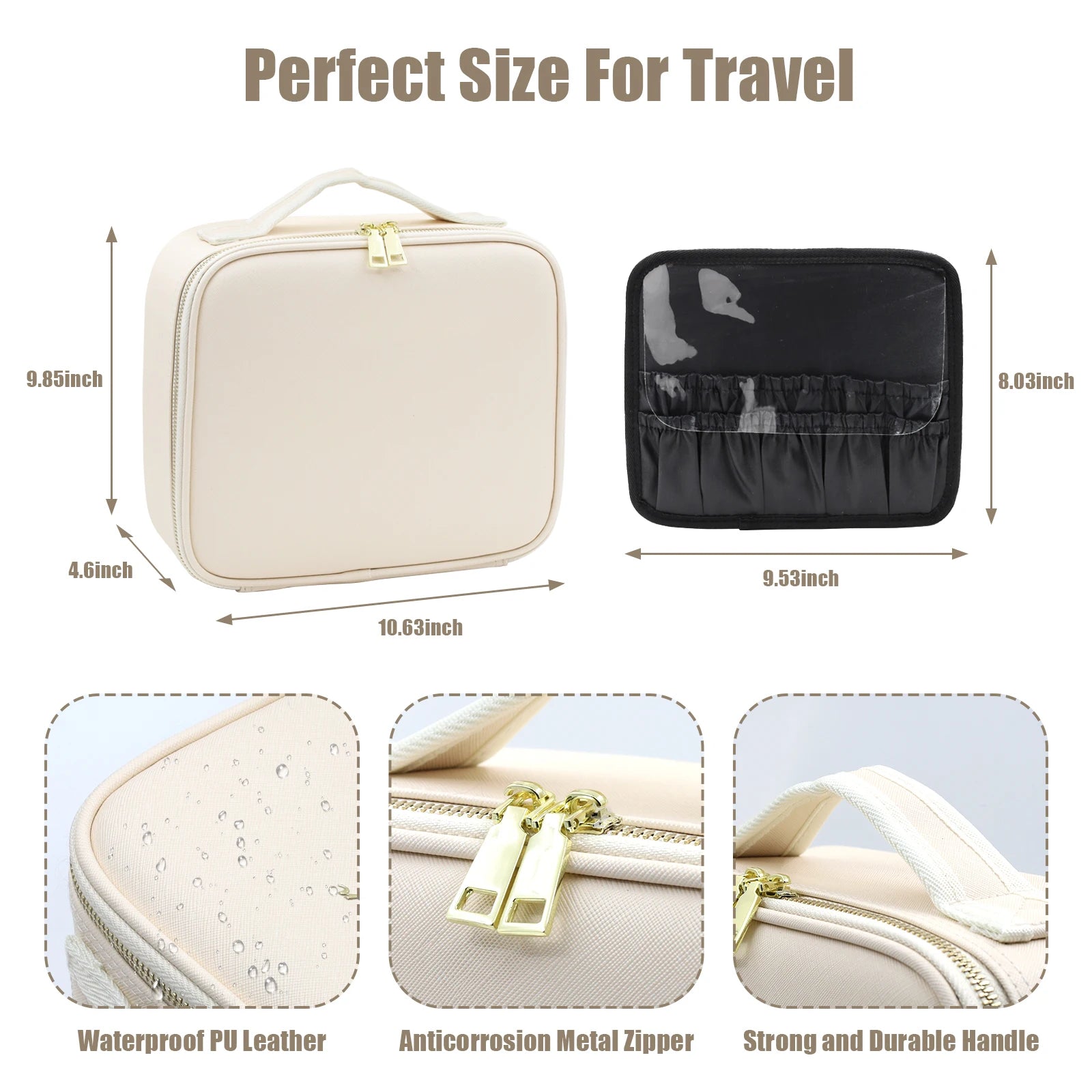 Travel Makeup Bag Mirror of LED with Detachable 10x Magnifying Mirror